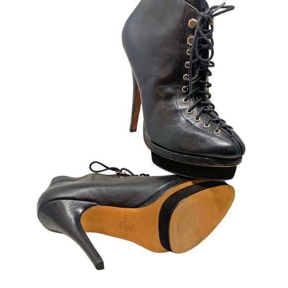 Ann‎ Taylor Axia Black Leather Platform Corset Stiletto Booties **NWOB - Picture 9 of 12